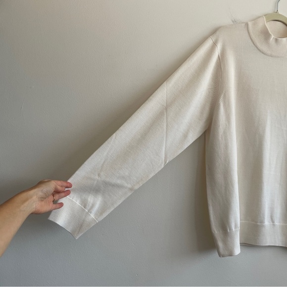 Sandro Mens Wool blend Turtleneck Sweater cream knit mock solid quiet luxury XXL - Picture 7 of 14